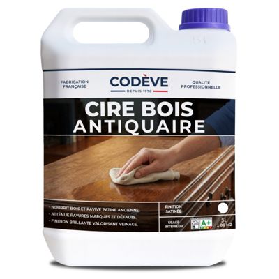 Cire Antiquaire - 5 L   - Codeve Bois - Incolore Pour L'entretien De Toutes Vos Boiseries En Bois Brut, Neuf Ou Ancien.