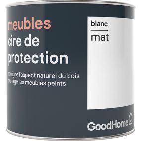 Cire de protection pour meubles GoodHome blanc mat 0,5L