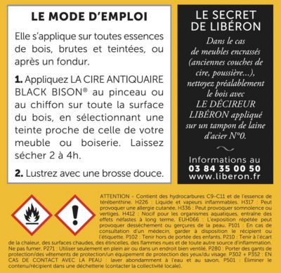 Cire liquide antiquaire black bison pour meubles Libéron merisier foncé 500ml