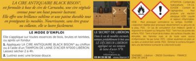 Cire pâte antiquaire black bison pour meubles Libéron chêne clair 500ml