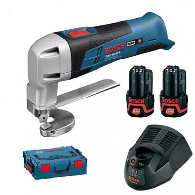 Cisaille à tôle GSC 12V-13 sans fil 12 V - kit 2 batteries 2,0 Ah, chargeur rapide, L-Boxx - 0601926108