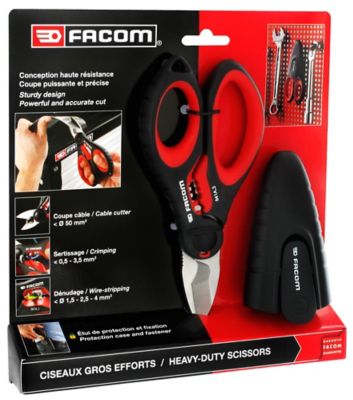 Ciseaux Facom Tools lame 45 mm 143 mm de long ciseaux électriciens revêtus  de ti