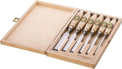 Ciseaux à bois biseautés 6 pièces coffret bois Kirschen