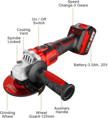 Clé à chocs Brushless+ Perceuse a Percussion+Meuleuse D'angle Brushless 3 outils 20V 2xBatteries 3Ah