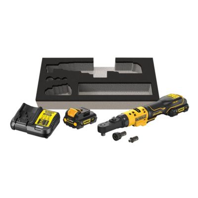 Clé à cliquet DEWALT XR 12V Brushless - Batteries 2 x 3.0Ah - Têtes interchangeables 1/4', 3/8' et porte-embout hexagonal 1/4' - D