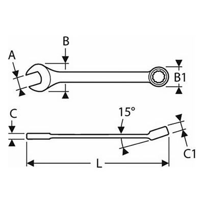 Clé mixte EXPERT by Facom 22 mm E113217 - acier Chrome Vanadium, 260 mm