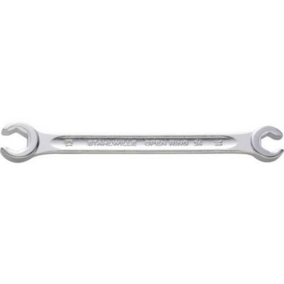 Clé polygonale double ouverte 12 x 14 mm 180 mm, alliage d'acier chromé, coudée selon DIN 3118 / ISO 3318