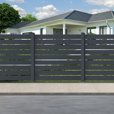Clôture aluminium ajourée 190x80 cm avec poteau X-Metal - Anthracite