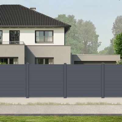 Clôture aluminium anthracite 188,6x166 cm X-Metal avec poteaux