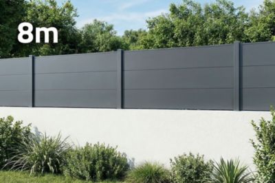 Clôture aluminium lames larges 8m H.90 gris anthracite - ALPIS