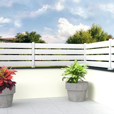 Clôture aluminium panneau ajouré (Blanc brillant - Longueur 1.911 x Hauteur 0.915 m - 5 lames)
