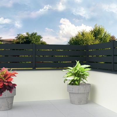 Clôture aluminium panneau ajouré (Gris Anthracite - Longueur 1.911 x Hauteur 0.915 m - 5 lames)