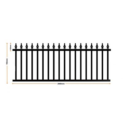 Clôture aluminium tradition travée style ferronnerie 2 m x H 76.5 cm Noir