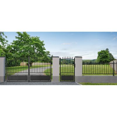 Clôture aluminium tradition travée style ferronnerie 2 m x H 76.5 cm Noir