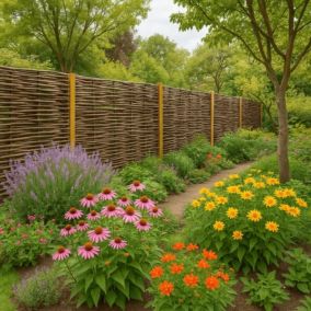 Clôture bois en noisetier tressé - 100% Naturel - Poteaux non inclus - Hauteur 180 X Largeur 150 cm