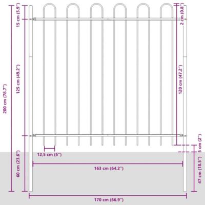 Clôture de jardin BOXTEL 7 pc 11,9 x 1,5 m Gris vidaXL