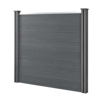 Clôture de Jardin Brise-Vue avec 2 Poteaux Planches Bois Composite WPC 165x162cm Gris NEU.HOLZ