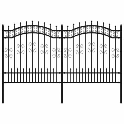 Clôture de jardin KAMPEN avec pointe en forme de lance, acier noir 240 x 125 cm vidaXL
