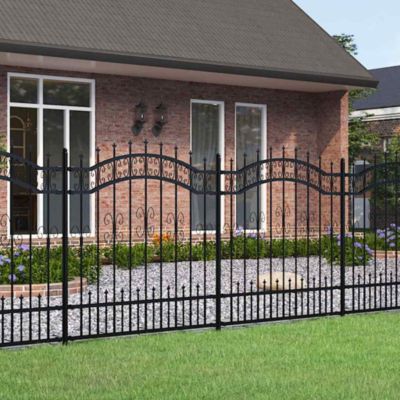 Clôture de jardin KAMPEN avec pointe en forme de lance, acier noir 240 x 125 cm vidaXL