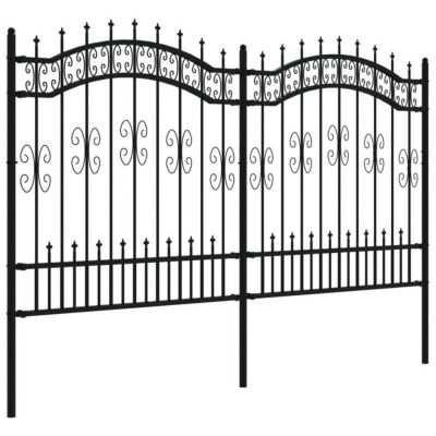 Clôture de jardin KAMPEN avec pointe en forme de lance, acier noir 240 x 125 cm vidaXL
