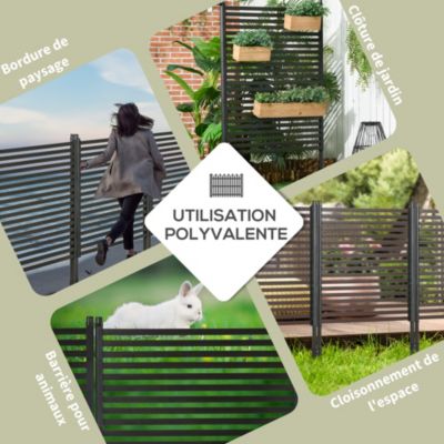 Clôture de jardin panneau en métal revêtement PE - dim. 93L x 22l x 150H cm - marron foncé