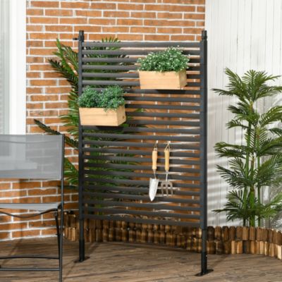 Clôture de jardin panneau en métal revêtement PE - dim. 93L x 22l x 150H cm - marron foncé