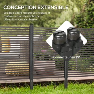 Clôture de jardin panneau en métal revêtement PE - dim. 93L x 22l x 150H cm - marron foncé