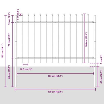 Clôture de jardin WOERDEN 1,7 x 1 m Acier revêtu de poudre Gris vidaXL