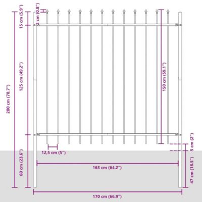 Panneau Clôture Jardin Acier Anthracite 1,7x1m - Résistant Intempéries VidaXL