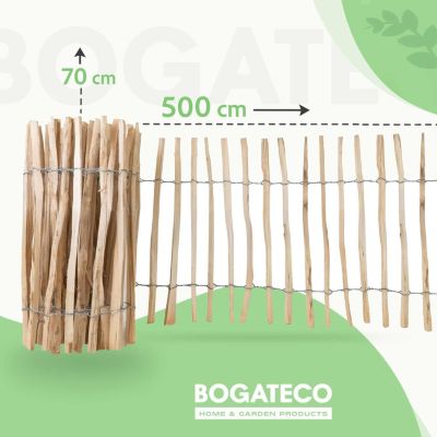 Clôture Lattis Bois Noisetier 5m Hauteur 70cm, Support pour Plantes