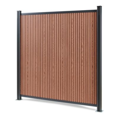 Clôture pare-vue Grassano en WPC 185 x 180 cm marron structuré gris anthracite neu.holz
