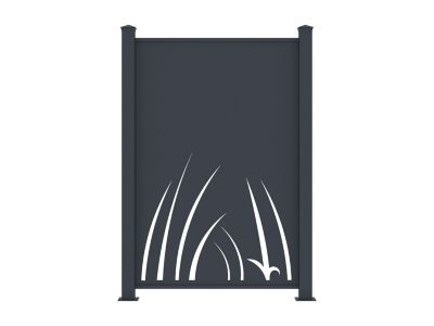 Clôture à poser en aluminium à motif végétal en découpe laser - Kit de départ - H164 x L118 cm - Anthracite - BRAMENO