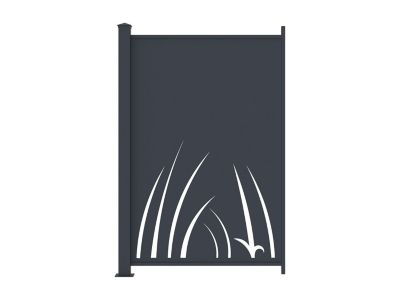 Clôture à poser en aluminium à motif végétal en découpe laser - Kit extension - H164 x L110 cm - Anthracite - BRAMENO