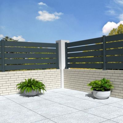 Clôture ranch panneau ajouré 3 lames L 1911 x H 565 mm (Gris anthracite RAL7016)