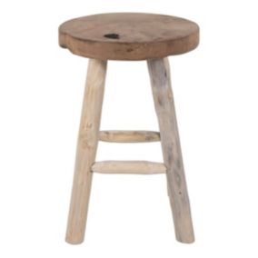 CLACIKO - Tabouret 4 Pieds en Teck Brut