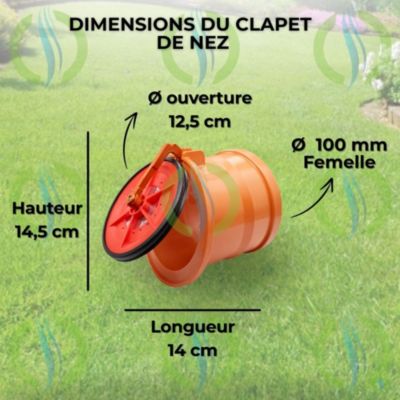 Clapet Anti-Retour diametre 100 mm, Stop Odeurs, Nuisibles (rats) et Inondations, Clapet de Nez à Coller en PVC & Inox