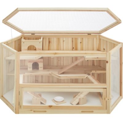 Clapier Cage à Hamster Petits Rongeurs et Souris En bois Toit grillagé ouvrant