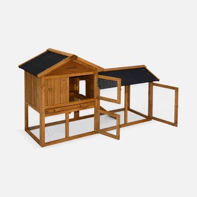 Clapier en bois Hotot pour lapin et autres rongeurs. 4 lapins. cage à lapin avec enclos. espace intérieur et extérieur