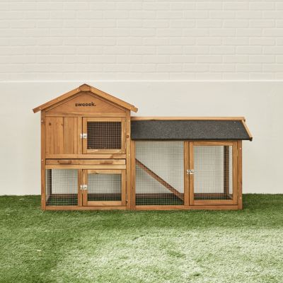 Clapier en bois Hotot pour lapin et autres rongeurs. 4 lapins. cage à lapin avec enclos. espace intérieur et extérieur