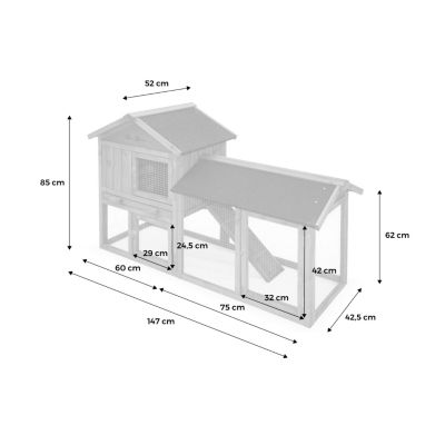 Clapier en bois Hotot pour lapin et autres rongeurs. 4 lapins. cage à lapin avec enclos. espace intérieur et extérieur