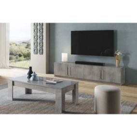 CLARK - Ensemble Salon Effet Marbre Meuble TV + Table Basse