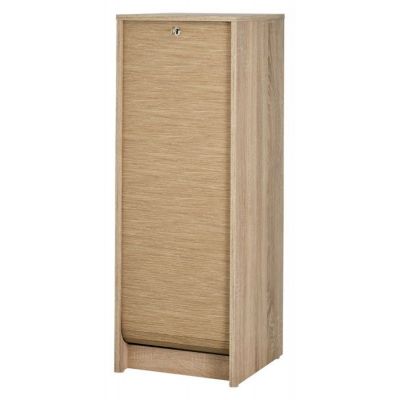 Classeur à Rideau Chêne 6 Niches L 37.8 H 103.8 P 38.4 cm - Chêne Naturel - L 37.8 x l 38.4 x H 103.8 cm