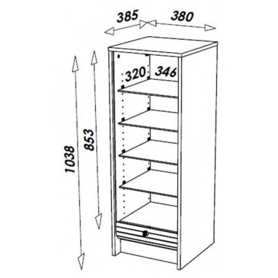 Classeur à Rideau Chêne 6 Niches L 37.8 H 103.8 P 38.4 cm - Chêne Naturel - L 37.8 x l 38.4 x H 103.8 cm