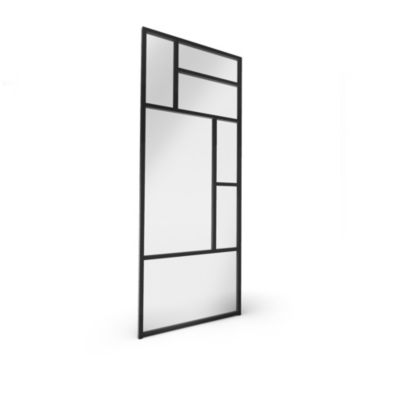 Claustra avec vitrage et structure en MDF noir mat style industriel 244,5 x 89,4 x 4 cm