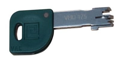 Cle plate HERACLES VAKMOBIL Kleops A2P fouillot droite tete plastique bleu rouge vert