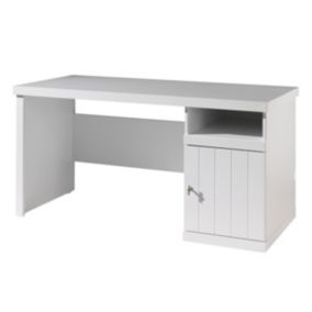 CLEO - Bureau 1 Porte Effet Lambris Blanc Laqué