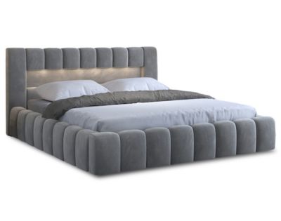 Cleo - lit coffre avec led - 140x200 cm - sommier inclus - en velours - Best Mobilier