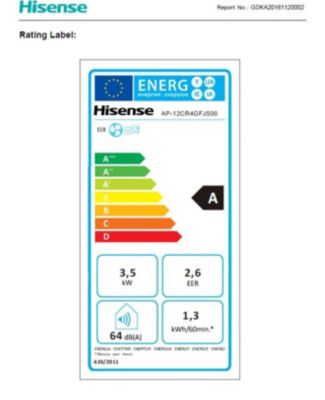 Climatiseur mobile avec évacuation Hisense HPACT12T 3500W 54 dB(A)