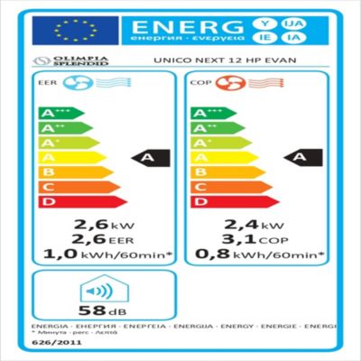 Climatiseur monobloc Unico next 12 hp Evan Olimpia Splendid 3100W