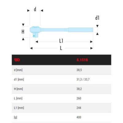 Cliquet 1/2" standard FACOM S.151B - mécanisme 72 dents, tête ultra-compacte